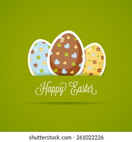 Happy Easter card with cute eggs, paper style