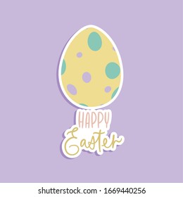 Happy easter card with a decorated easter egg - Vector