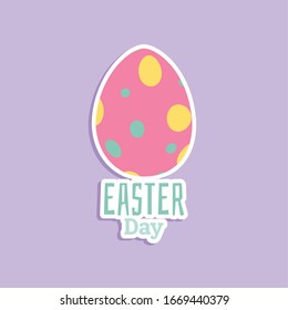 Happy easter card with a decorated easter egg - Vector