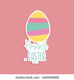 Happy easter card with a decorated easter egg - Vector