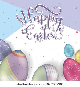 Happy easter card. Decorated easter eggs - Vector