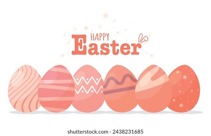 Happy easter card Decorated easter eggs Vector illustration