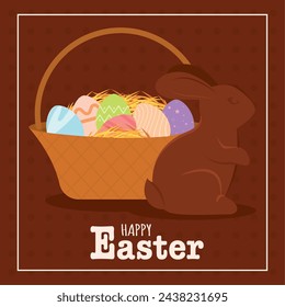 Happy easter card Decorated easter eggs Vector illustration