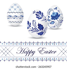 Happy easter card with decorative eggs