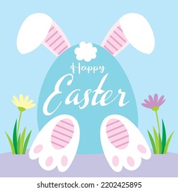 Happy easter card design with bunny
