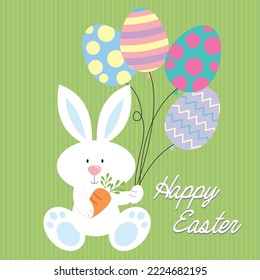 Happy easter card design with bunny and eggs