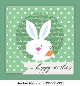 Happy easter card design with bunny and carrot