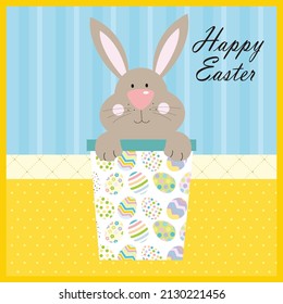 Feliz diseño de tarjetas de Pascua con conejito lindo 