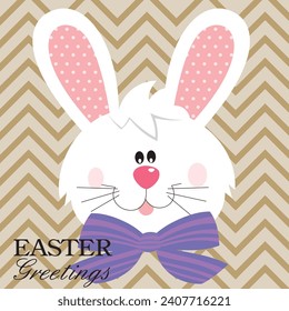 Happy easter card design with cute bunny and ornament