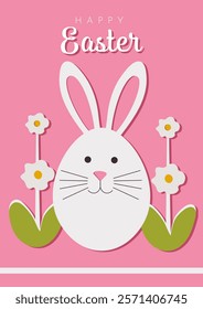 happy easter card design with eggs and bunny, vector illustration graphic.