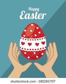 happy easter card design over blue background vector illustration