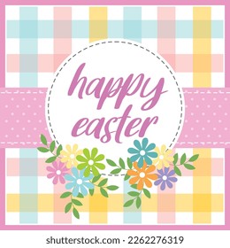 Happy easter card design with text and flowers