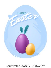 Happy Easter card. Easter design with typography and eggs. 