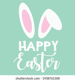 Happy Easter Card Design, Easter Vector Illustration, Easter Bunny Ears Clipart