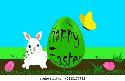 Happy Easter card design, Easter vector illustration, Easter bunny, Easter banner