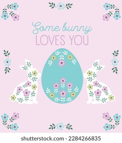 Happy easter card design.Easter bunny and eggs vector design