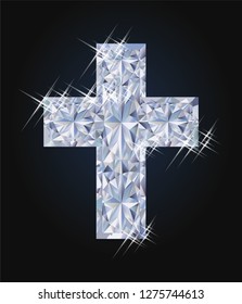 Happy Easter card with diamond cross, vector illustration