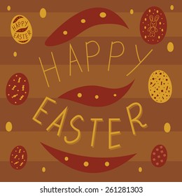Happy easter card with different color eggs. Holiday postcard