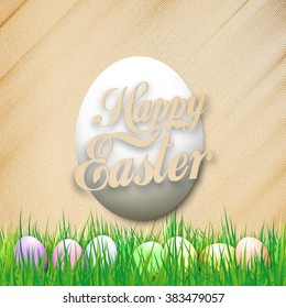 Happy easter card with easter egg. Bright spring vector background.
