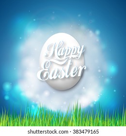 Happy easter card with easter egg. Bright spring vector background.