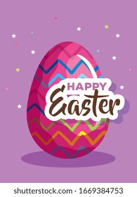 happy easter card with egg decorated vector illustration design