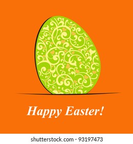 Happy Easter Card. Easter egg with floral elements. Vector Illustration