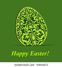 Happy Easter Card. Easter egg with floral elements. Vector Illustration