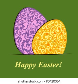 Happy Easter Card. Easter egg with floral elements. Vector Illustration