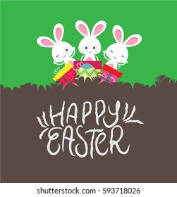 happy easter card with egg and gifts