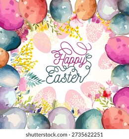 Happy Easter. Easter card with egg. hand drawn. Not AI, Vector illustration