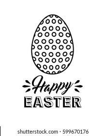 happy easter card with egg icon over white background. vector illustration