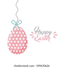 happy easter card with egg icon over white background. vector illustration