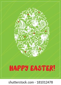 Happy Easter card with egg and ornament