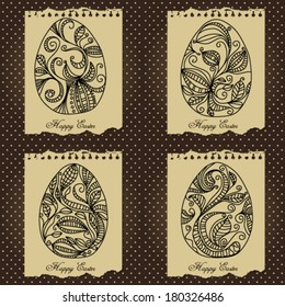 Happy Easter card, egg with ornaments