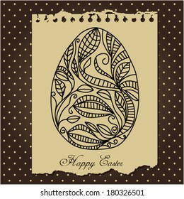 Happy Easter card, egg with ornaments