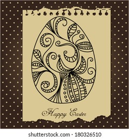 Happy Easter card, egg with ornaments