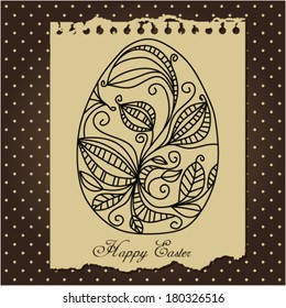 Happy Easter card, egg with ornaments