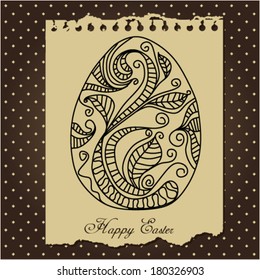 Happy Easter card, egg with ornaments