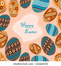 Happy Easter Card with egg, Vector Version