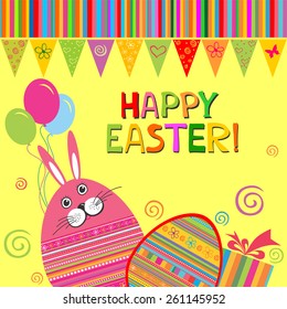 Happy Easter Card. Easter egg. Vector Illustration