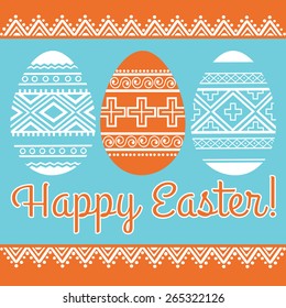 Happy Easter card with easter egg. Vector Illustration