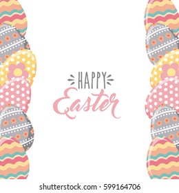 happy easter card with eggs frame over white background. colorful desing. vector illustration