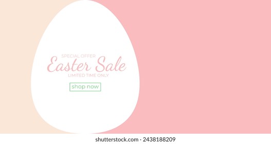 Happy Easter card with easter eggs garland and rabbit. Greetings and presents for Easter Day in flat lay styling. Promotion and shopping template. Vector illustration