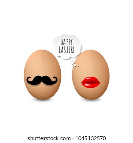 Happy Easter Card With Eggs With Gradient Mesh, Vector Illustration