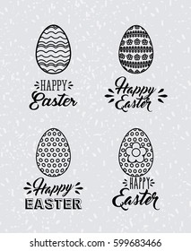 happy easter card with eggs icon. colorful design. vector illustration