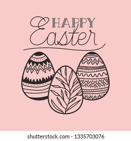 happy easter card with eggs painted