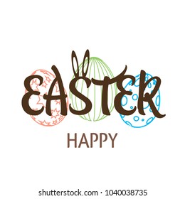 Happy Easter card with eggs. Vector background