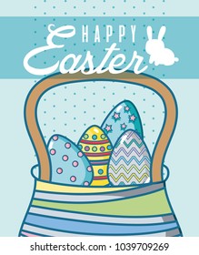 Happy easter card with egss basket