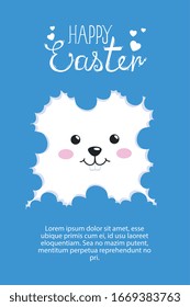 happy easter card with face rabbit vector illustration design