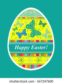 Happy Easter Card. Floral easter egg. Vector Illustration